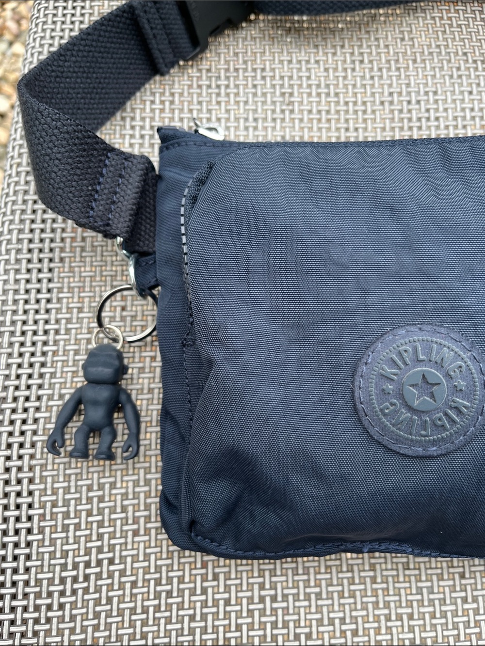 Kipling Black Nylon Crossbody Belt Bag with Monkey Charm - Picture 3 of 11